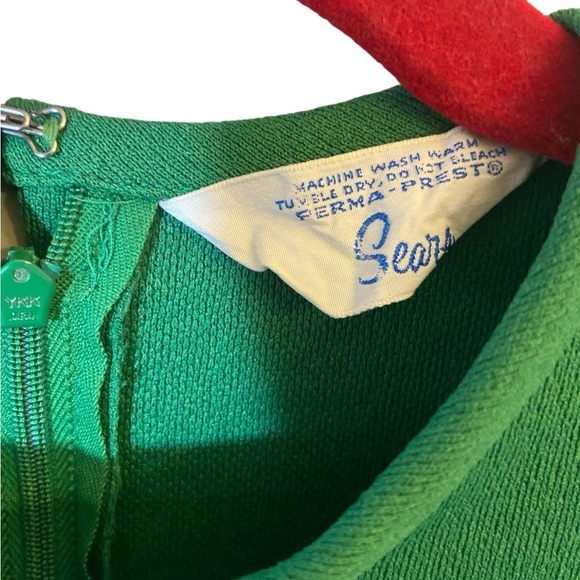 Vintage 60s Sears Kelly Green Short Mod Shift Dress - Picture 10 of 13